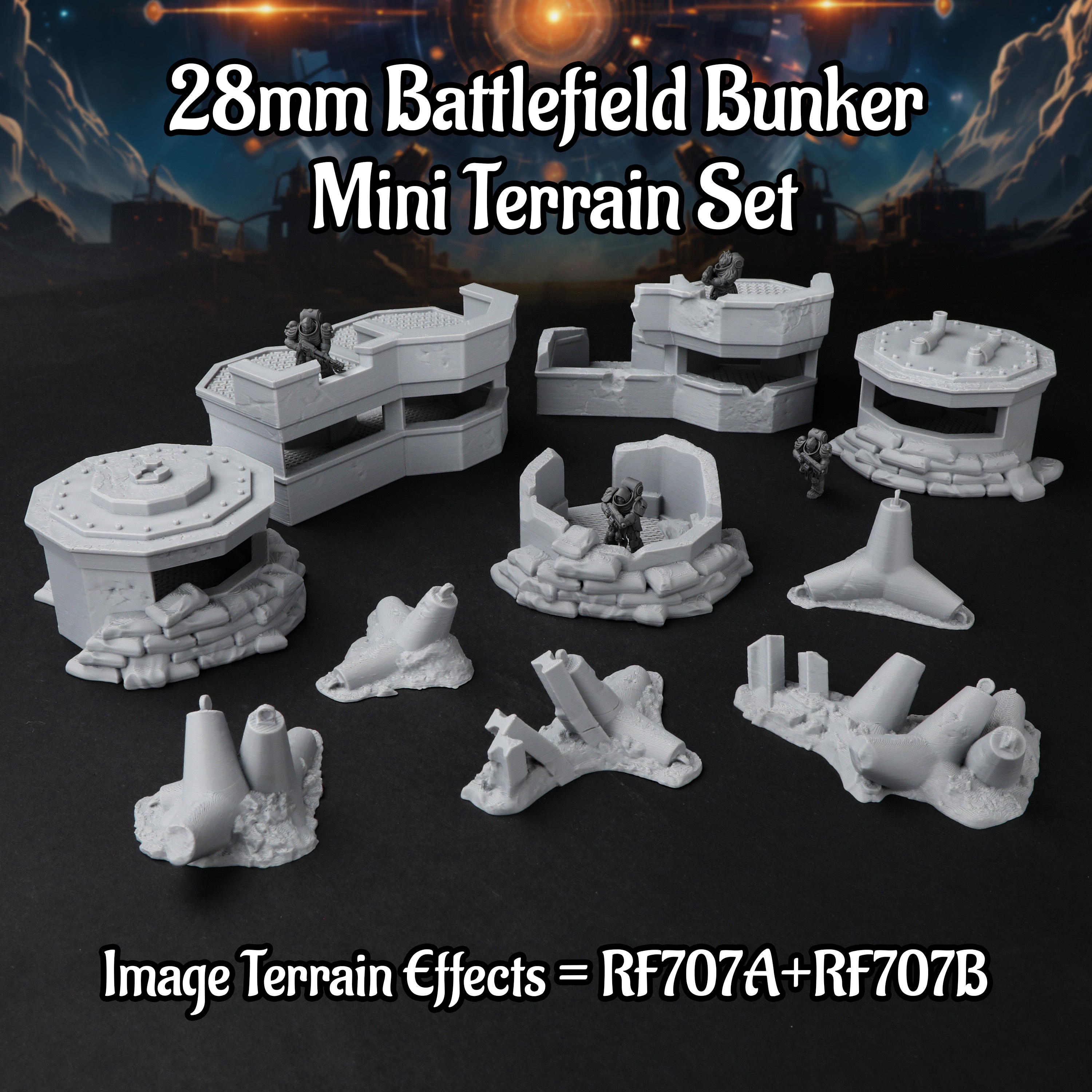Board Game Zombie - Sci-Fi Modular Battlefield Bunker Miniature Terrain