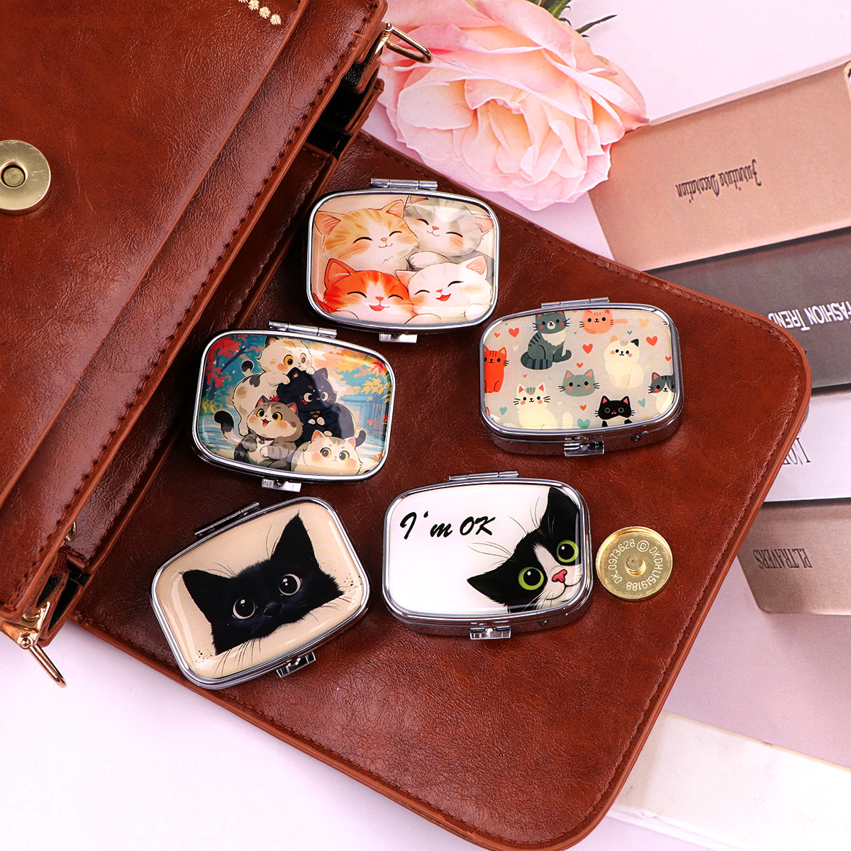 Token Tray Organizer - Black Cat Pill Boxes Cartoon Animal