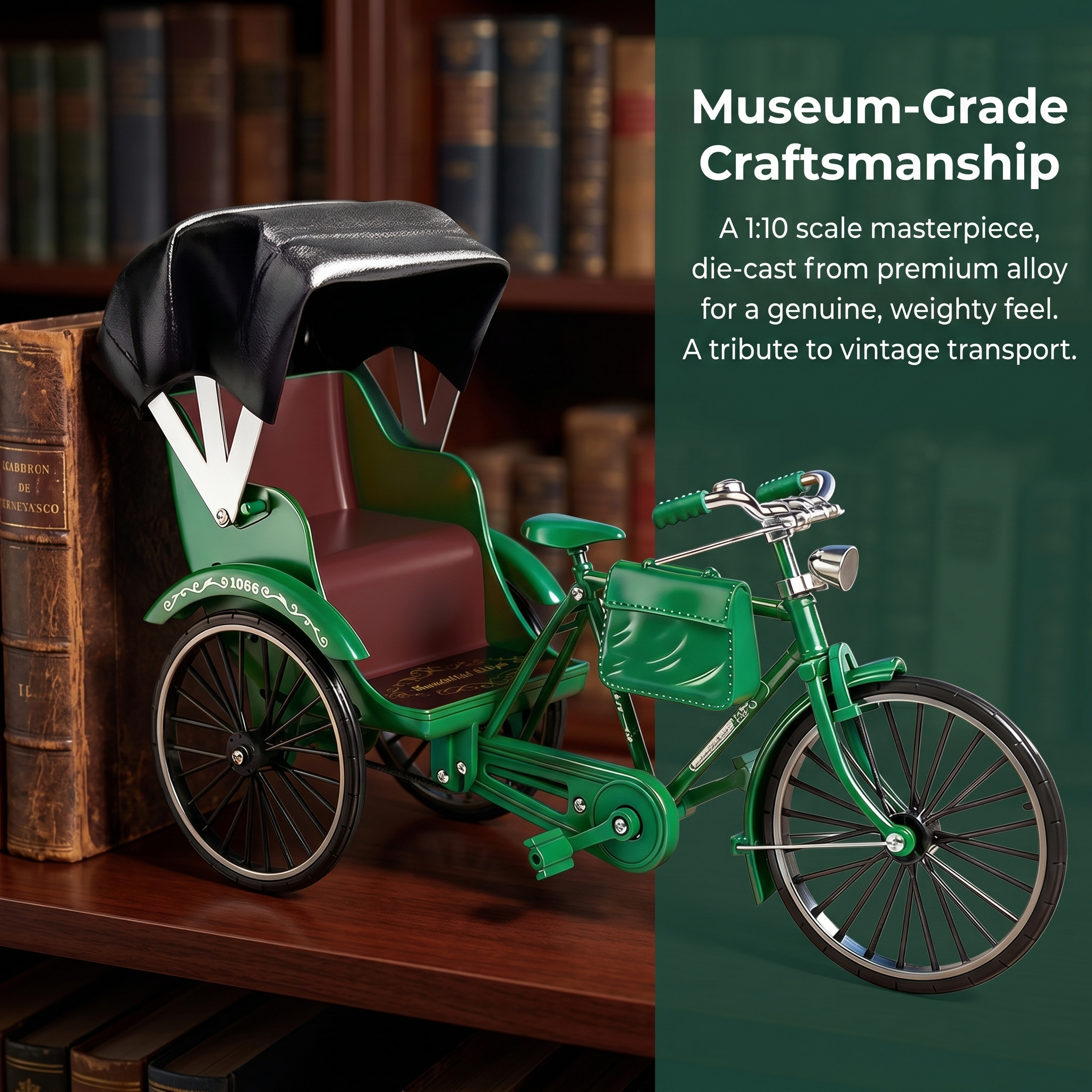 Miniature Terrain Set - 80PCS 10 Scale Human-Powered Rickshaw Alloy