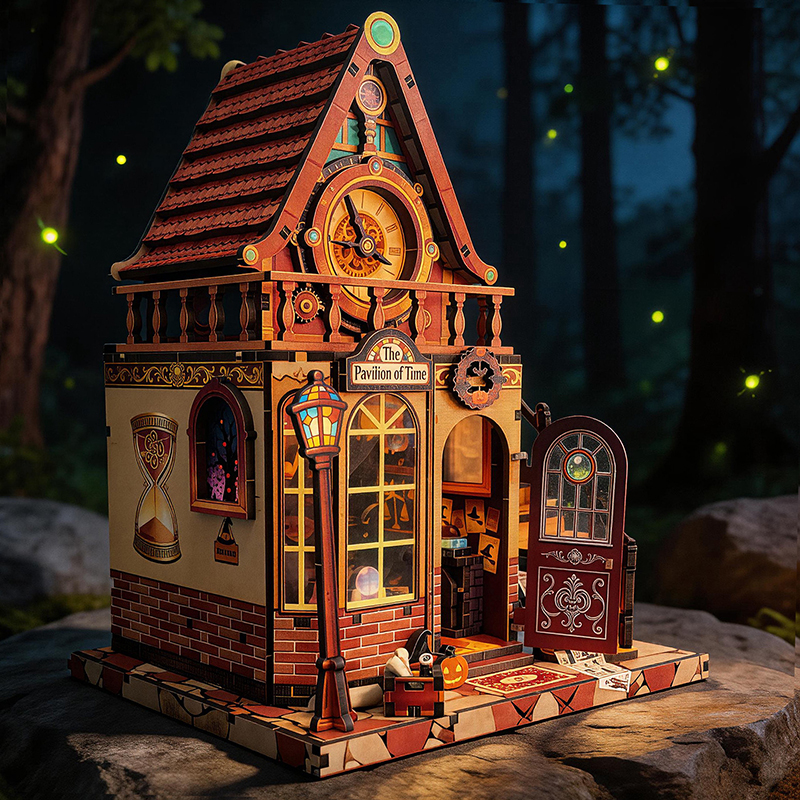 Miniature Terrain Set - New Wooden Dollhouse Time Pavilion Miniature