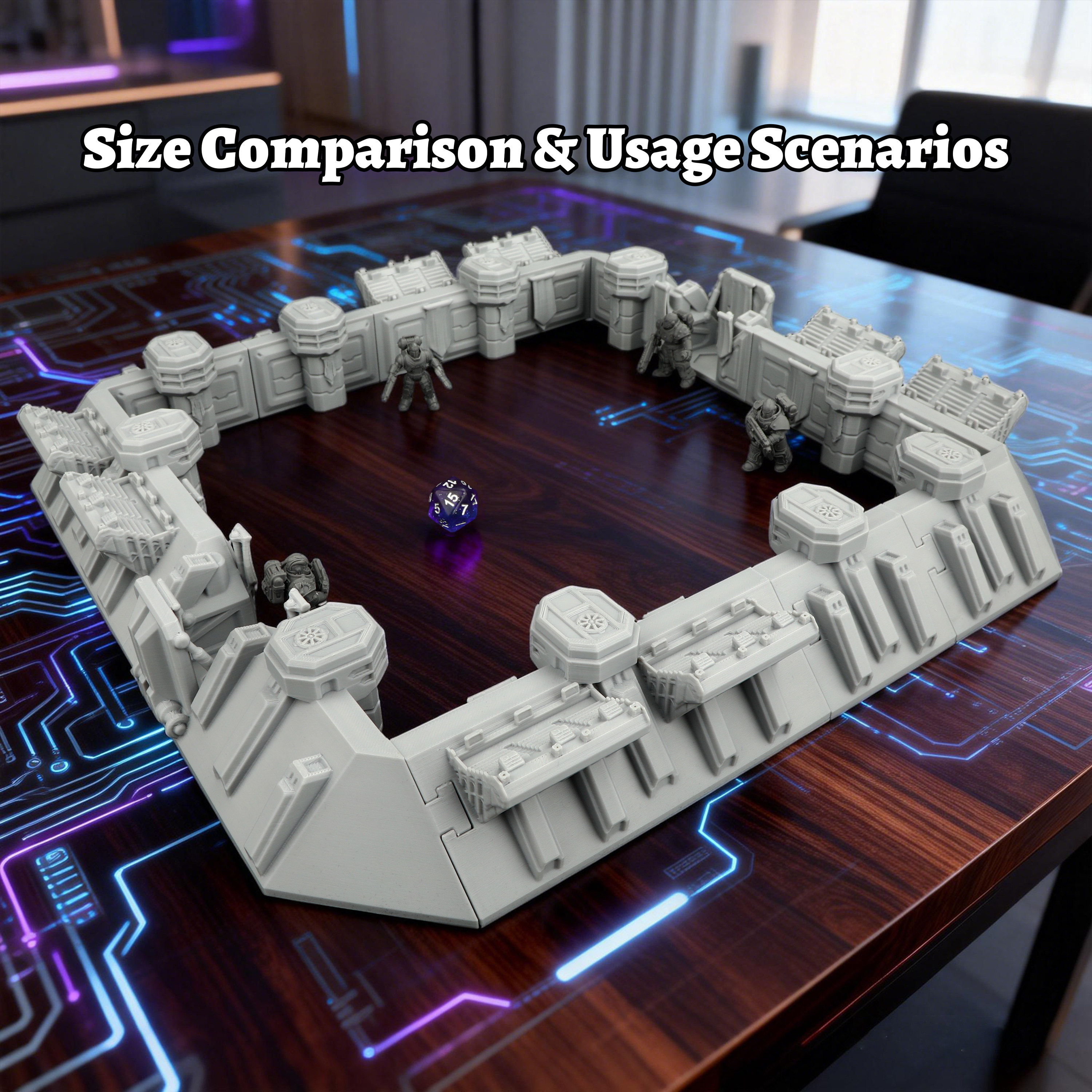 Miniature Terrain Set - Sci-Fi Arena Terrain Set - Grey