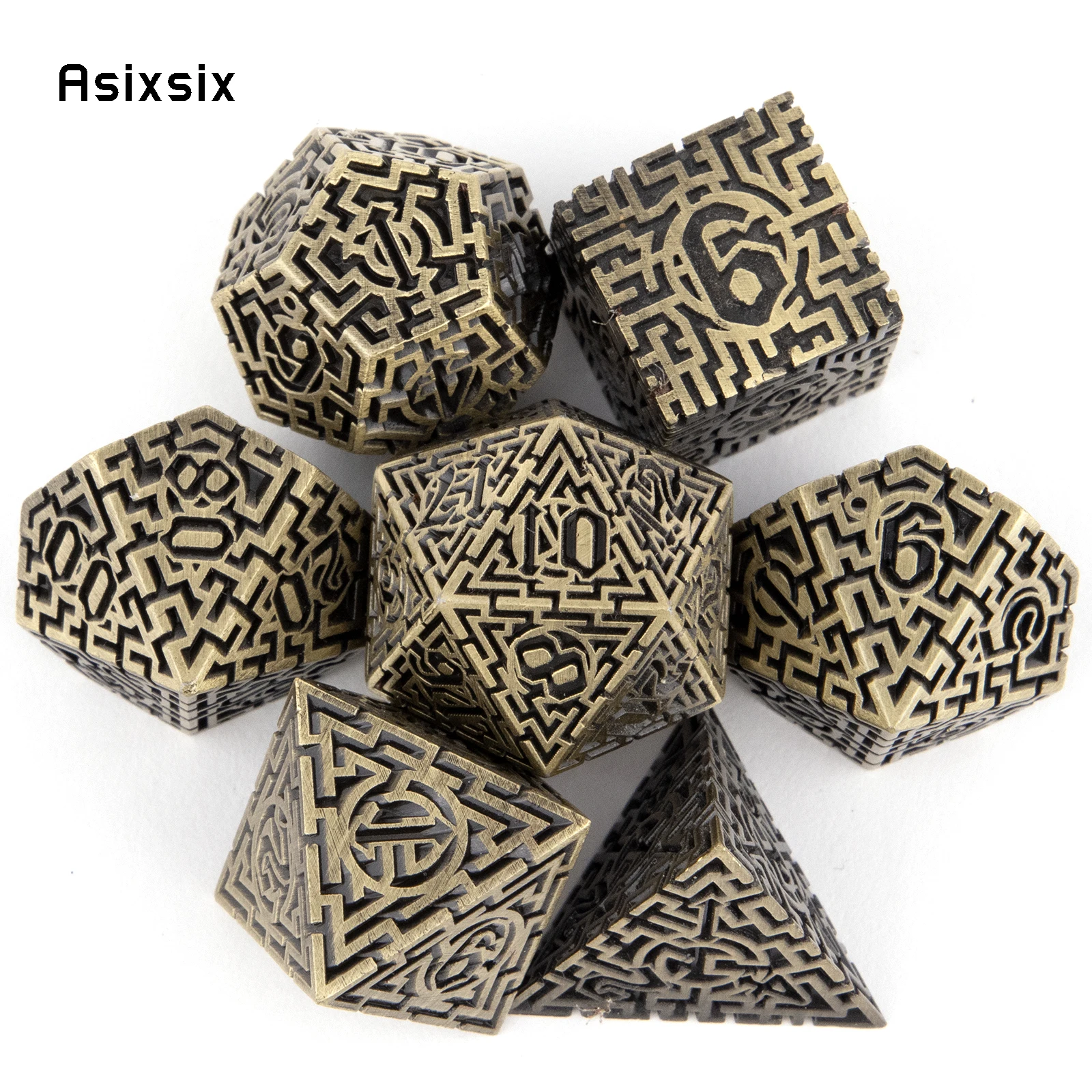 Board Game Qwirkle - 7 Pcs Copper Metal Dice Maze