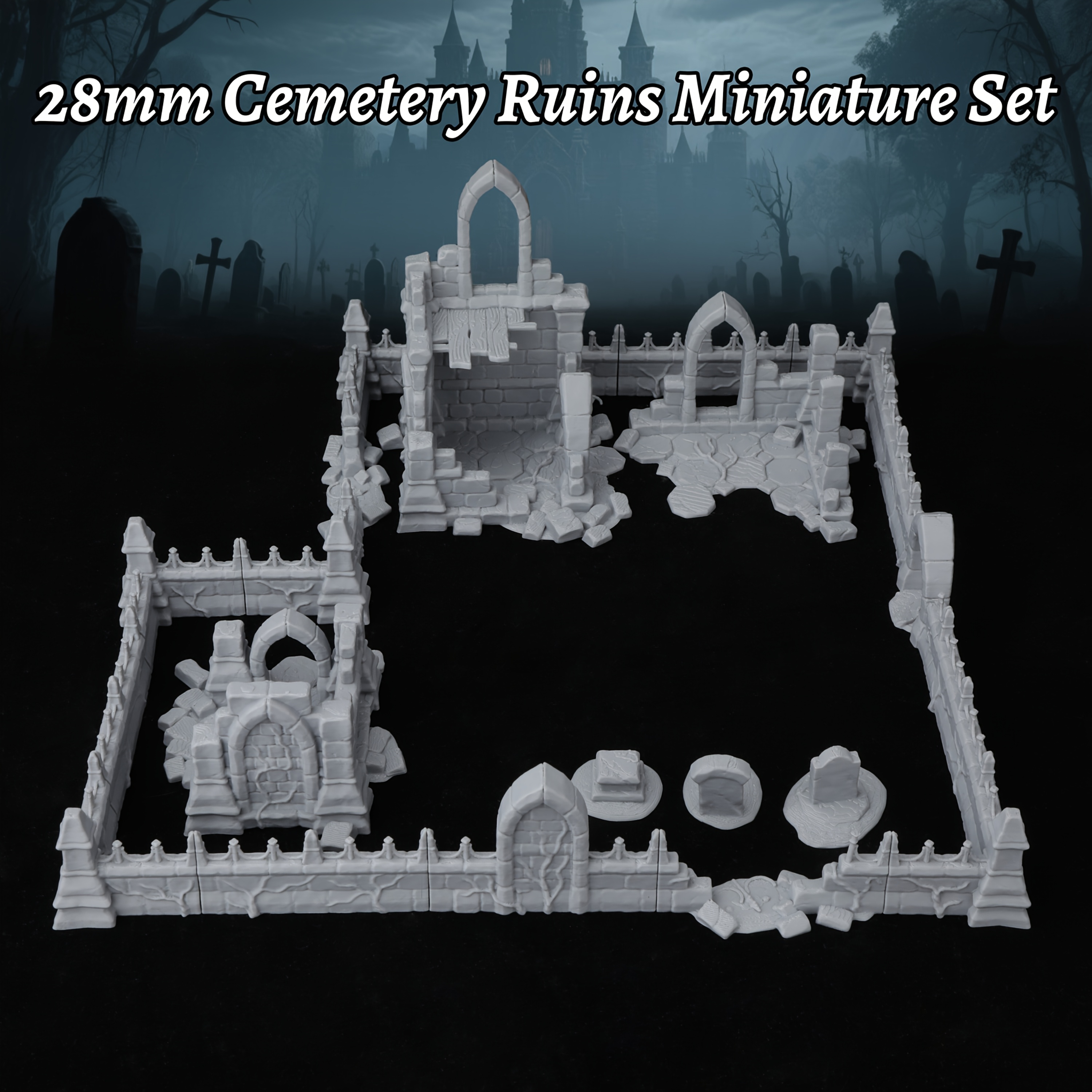 Fantasy Cemetery Ruins Miniatu - Miniature Terrain Set recension och pris