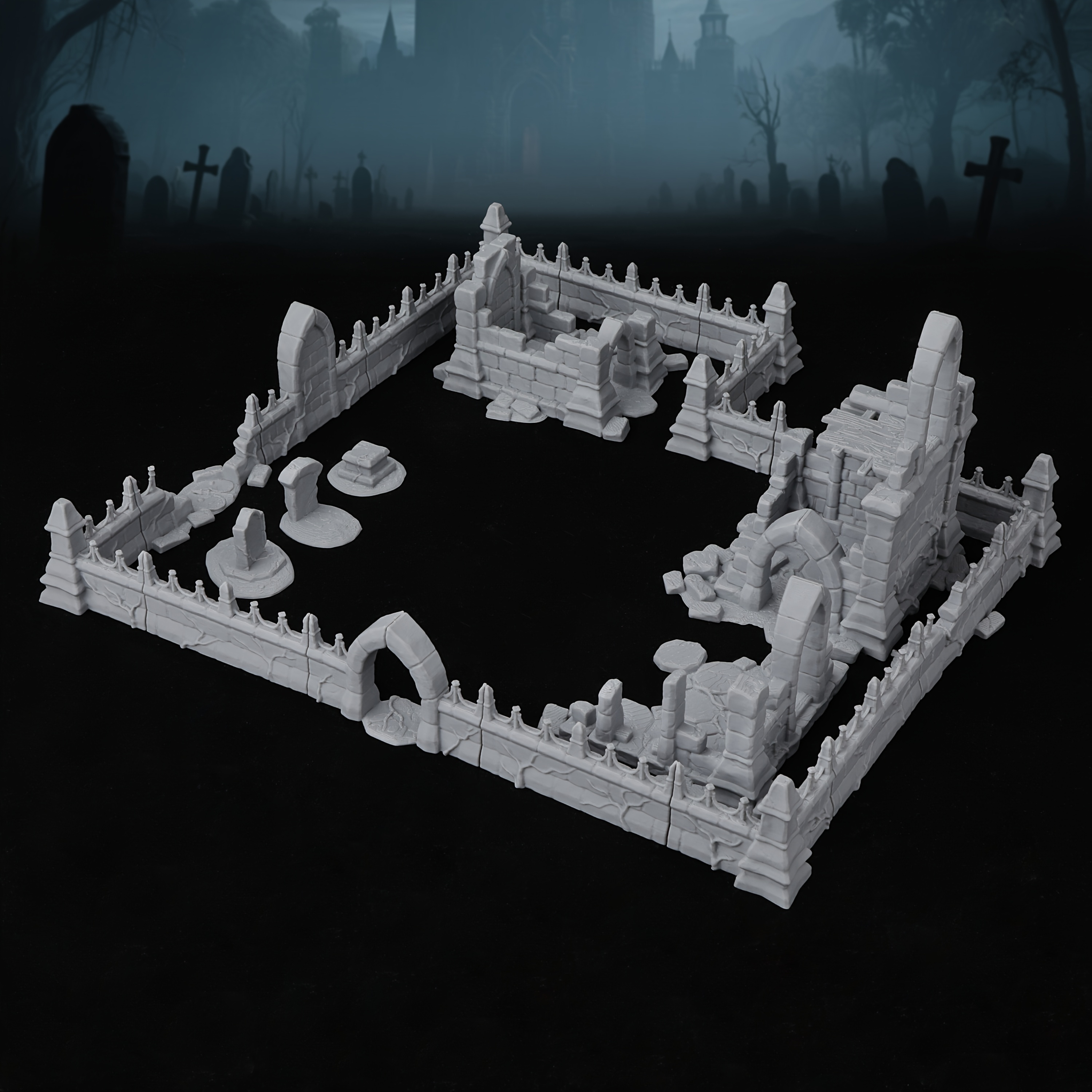 Fantasy Cemetery Ruins Miniatu - Miniature Terrain Set recension och pris