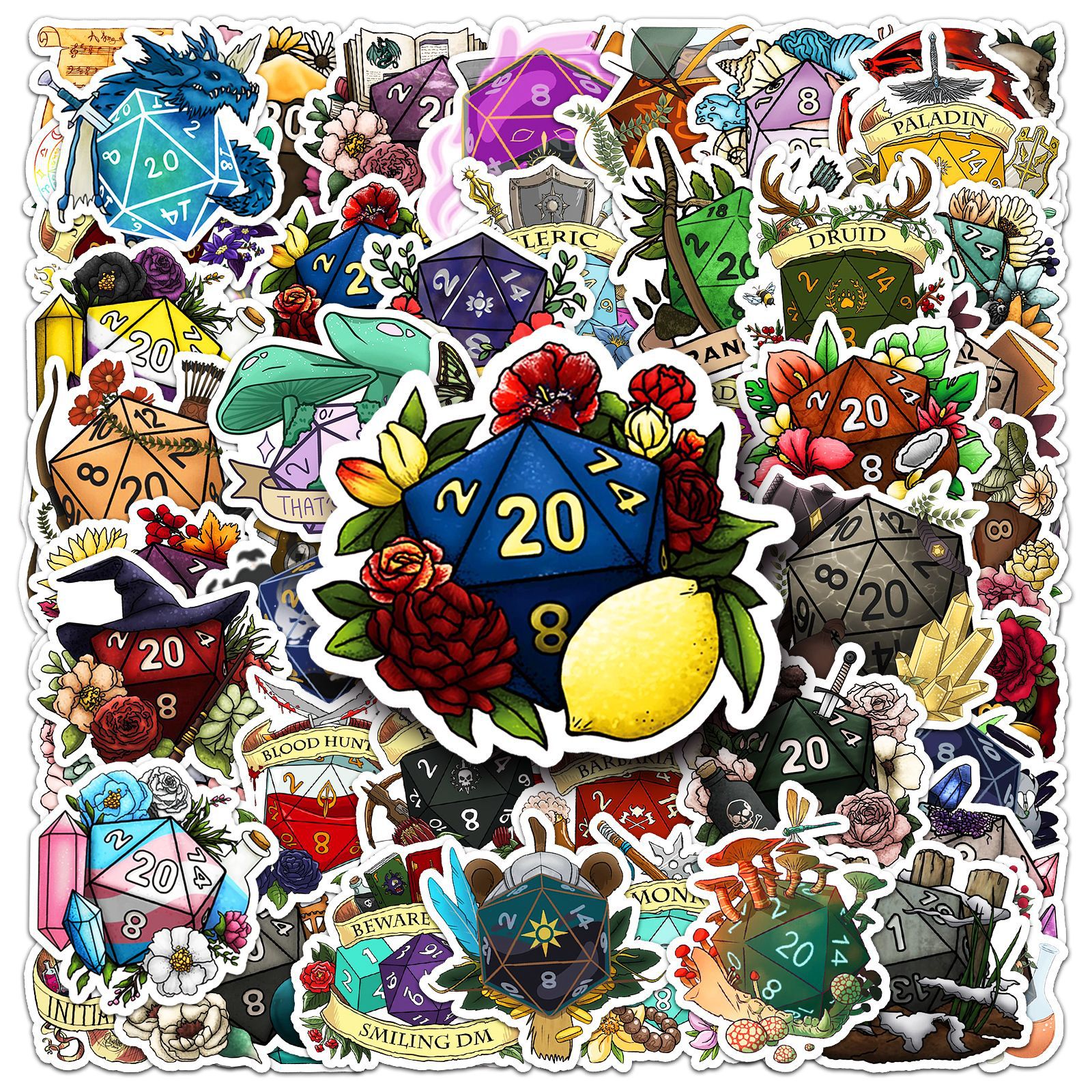 50PCS Polyhedral Dice Stickers - Board Game Quote recension och pris