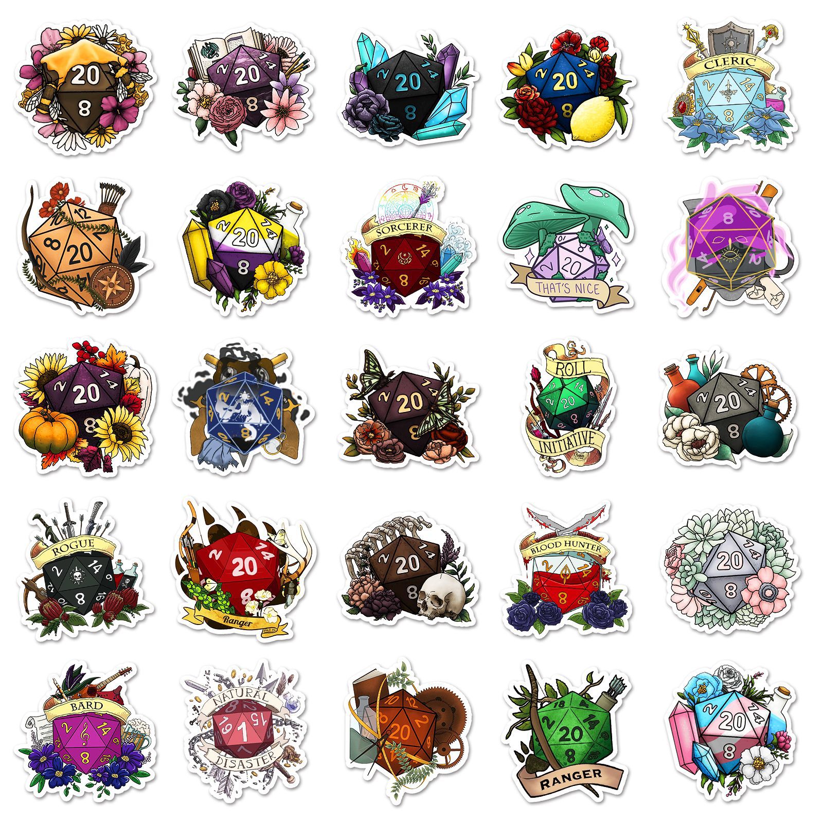 50PCS Polyhedral Dice Stickers - Board Game Quote recension och pris