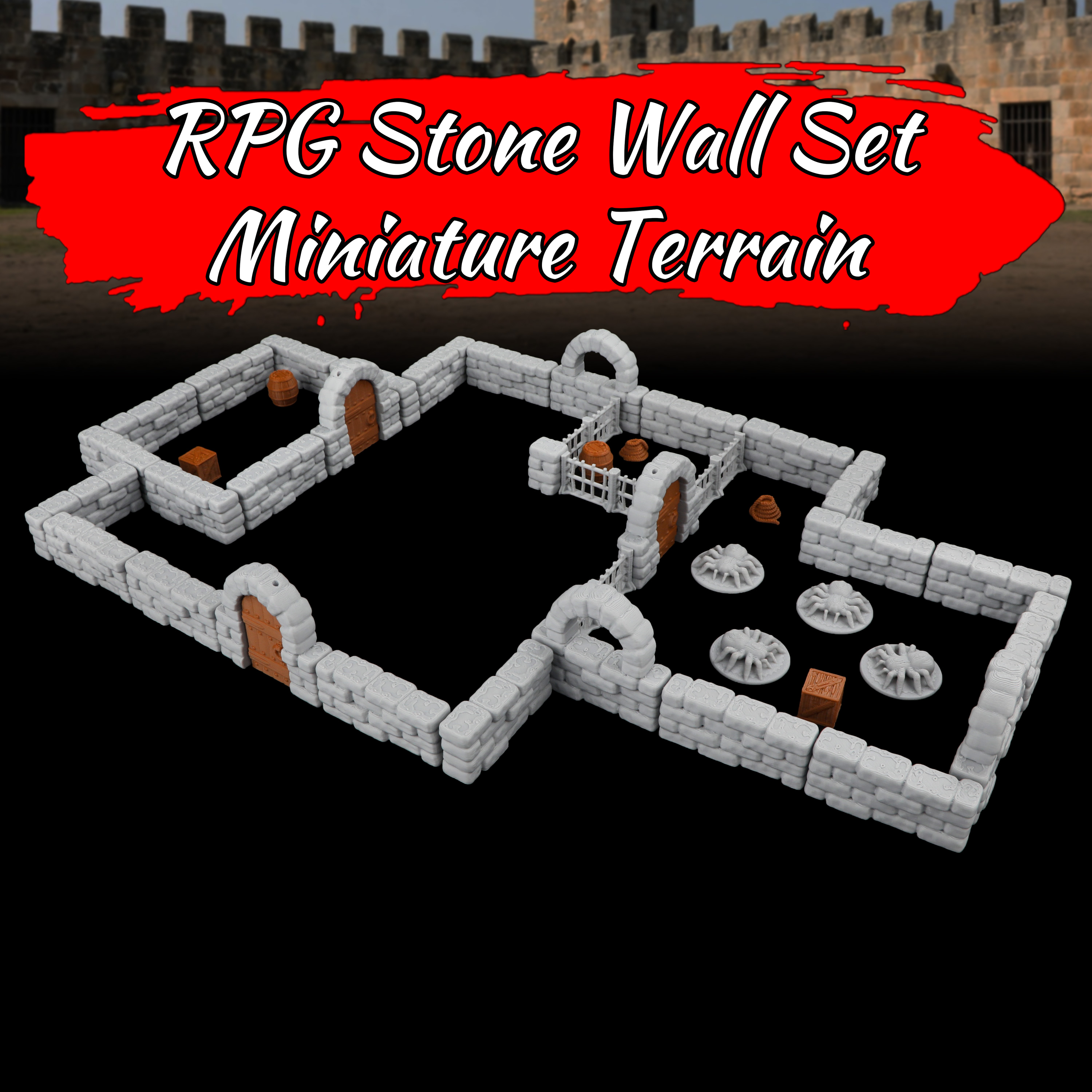 46Pcs Dungeon Stone Wall Set - - Miniature Terrain Set recension och pris