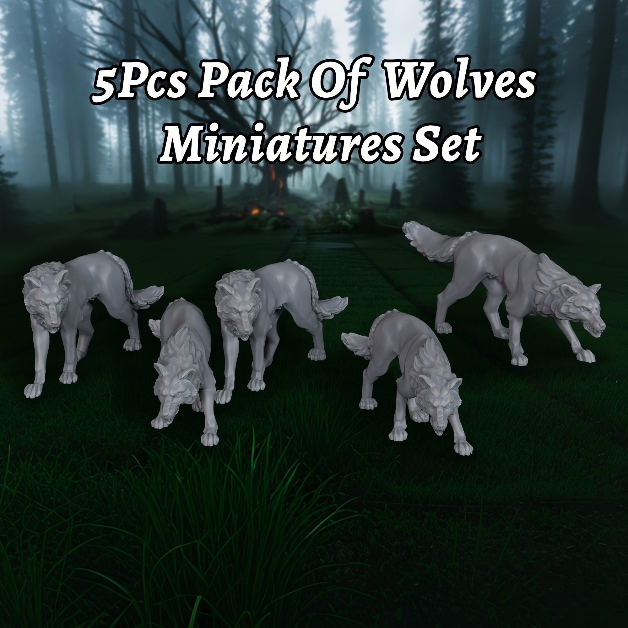 5pcs RPG Wolves Miniatures Set - Board Game Zombie recension och pris