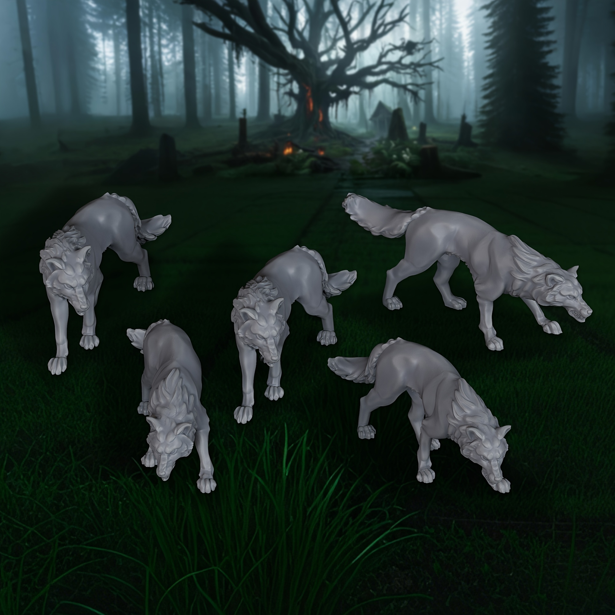 5pcs RPG Wolves Miniatures Set - Board Game Zombie recension och pris