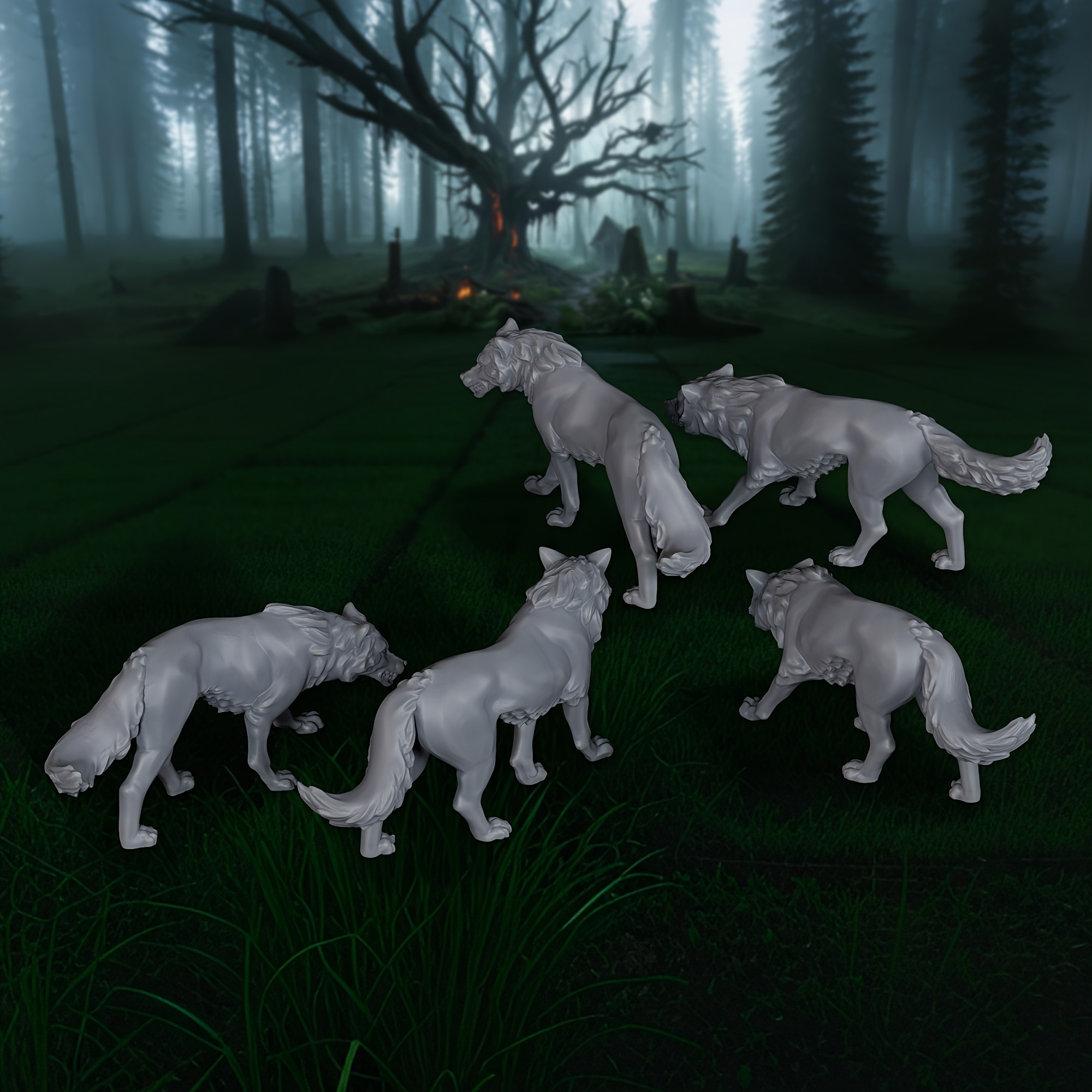 5pcs RPG Wolves Miniatures Set - Board Game Zombie recension och pris