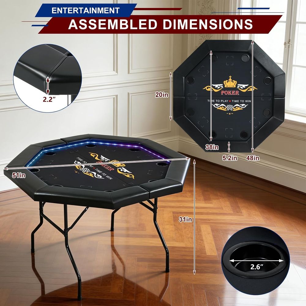 LED Poker Table or 8 Players,  - Board Game Or Boardgame recension och pris
