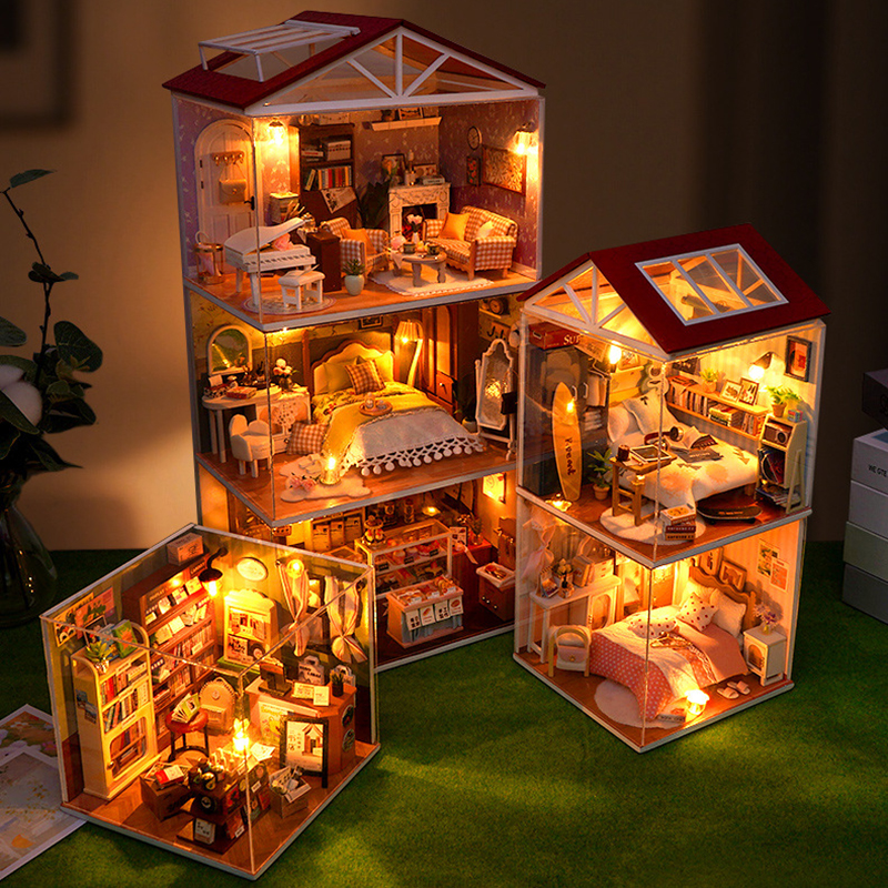 DIY Wooden Dollhouse Mini Bedr - Miniature Terrain Set recension och pris