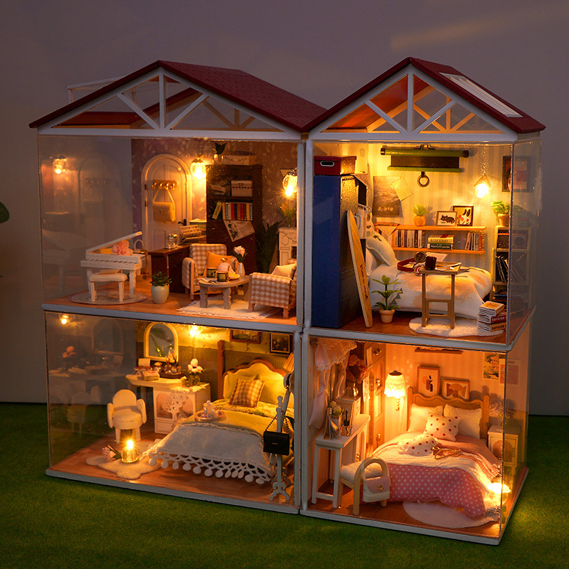 DIY Wooden Dollhouse Mini Bedr - Miniature Terrain Set recension och pris
