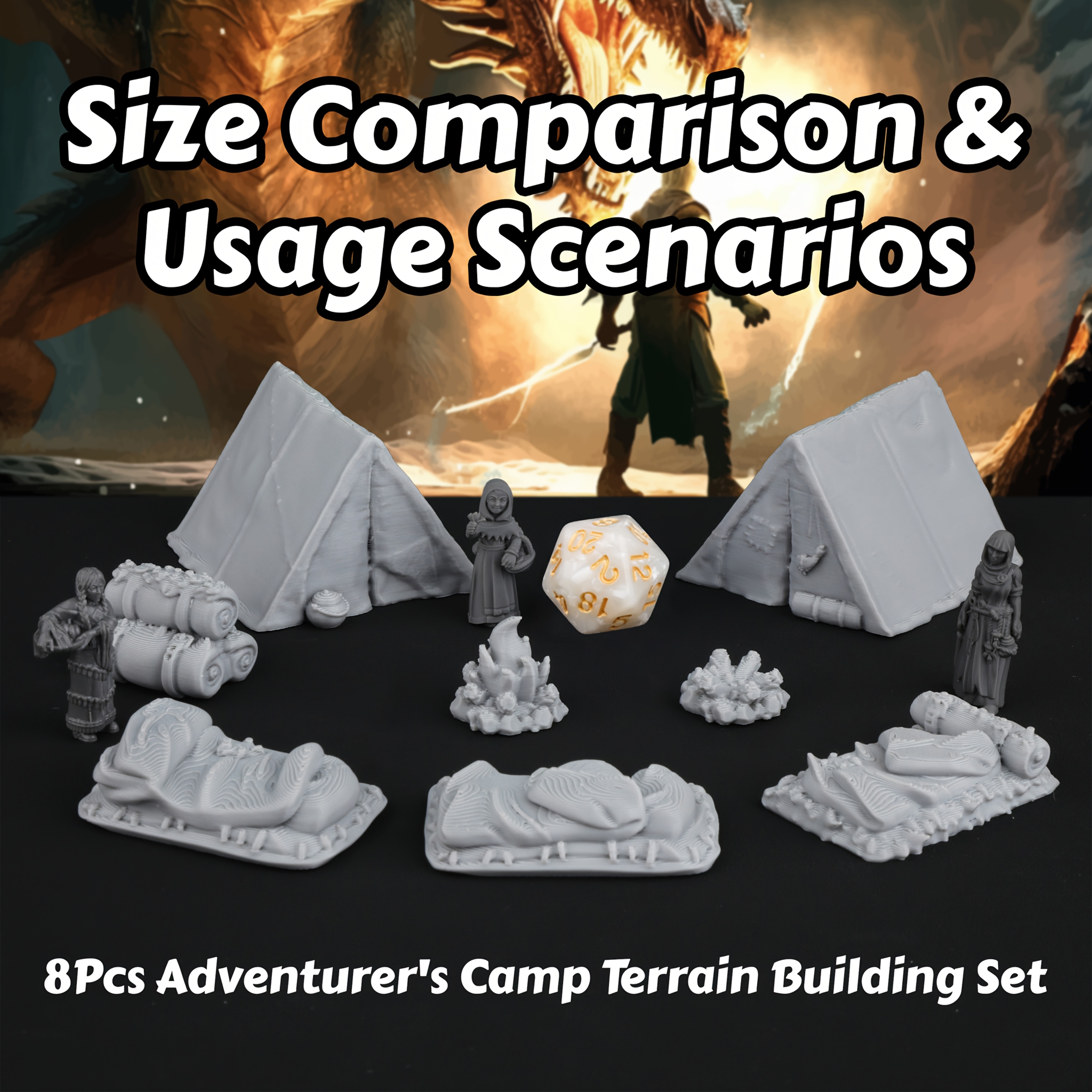 8pcs RPG Adventurer's Camp Min - Miniature Terrain Set recension och pris