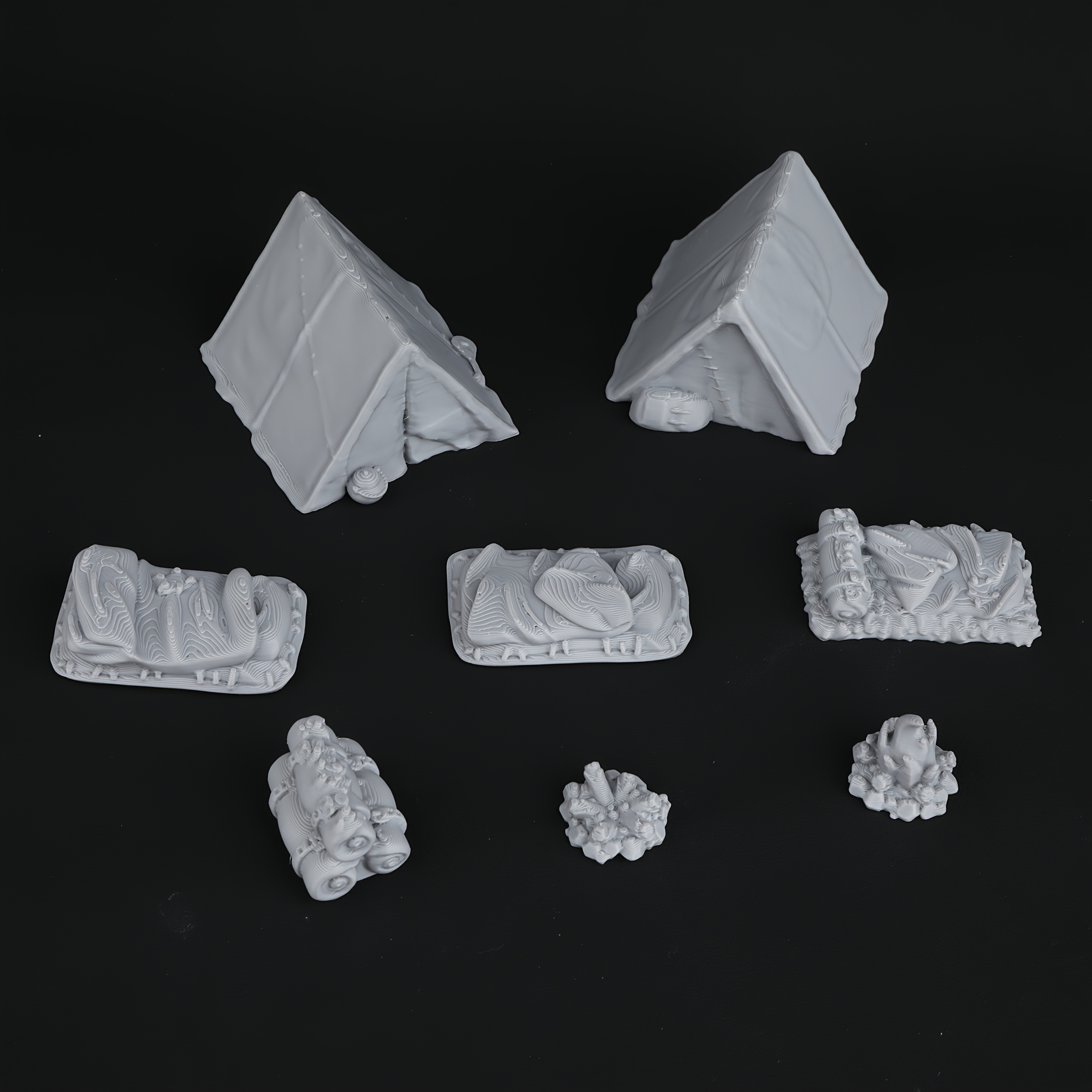 8pcs RPG Adventurer's Camp Min - Miniature Terrain Set recension och pris
